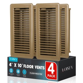 VOISEN Floor Register 4x10, 4 Pack Brown Floor Vent Covers,Heavy Duty Steel Walkable Floor Vents,Vent Covers for Home Floor