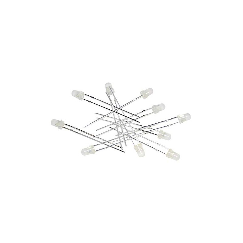 [100pcs] LED Cannonball Type 3mm Milky White Lens 2000-3000mcd 6500-7000K