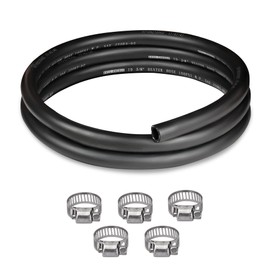 EVIL ENERGY 3/8" Heater Hose 5FT Coolant Radiator Hose With 5PCS Clamps Straight 100PSI SAE 20R3 Black