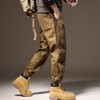 Men's Seasonal Work Pants with Elastic Band Cotton Joggers Pants Black 28-29
