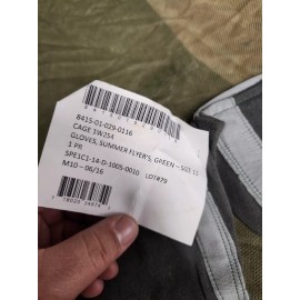 USGI NEW WITH TAGS, GLOVES, SUMMER FLYERS, GREEN, 1 PAIR, SIZE: 11