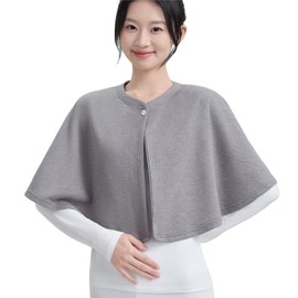 Wheelchair Care Shawl, Warm Shoulder Cape Blanket, Bedridden Patient Shoulder Warm Cloak, Elderly Easy-Dress Cape (Gray)