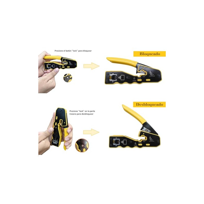 Pinza Crimpadora 3 en 1 Cortadora Peladora Cable Ponchadora RJ45