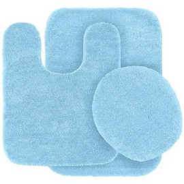 Kids Zone Home Linen 3 pc Solid Light Blue Bathroom Rug Set Bath Mats Bath Set Super Soft Anti Slip Soft Mats New