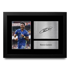 HWC Trading FR A4 Reece James Chelsea Gifts Printed Signed Autograph Picture for Football Fans and Supporters - A4 Framed