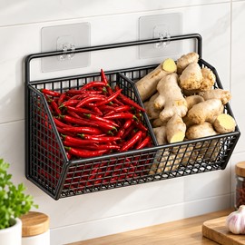 Wall-Mounted Kitchen Storage Rack for Food Organization – Iron Hanging Basket Organizer for Snacks, Vegetables & Condiments