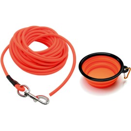 Dog Training Check Cord Tracking Leash 30 ft. and Collapsible Dog Bowl Portable Travel Dish