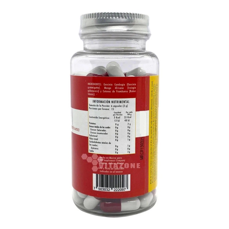 Garcinia Mango Africano Cetonas Frambuesa 90 Caps Flow Sabor Sin