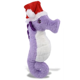 DolliBu Santa Purple Seahorse Stuffed Animal Plush Toy - Super Soft Sea Animal Dress Up with Red Santa Claus Hat, Cute Ocean Gift, Perfect Holiday with Name Personalization - 12 Inches