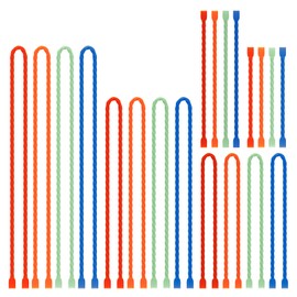 Gesipor 20 PCS Silicone Cable Ties - Reusable Rubber Twist Ties Bendable Steel-Core Cable Ties for Bundling and Holding, All Purpose Cord Tie for Indoor and Outdoor (4"+6"+12"+18"+24")