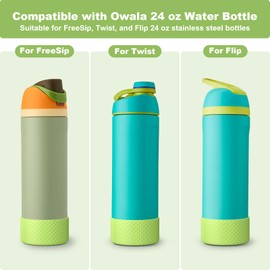 Alwenid 2PCS Silicone Water Bottle Boot for Owala 24 Oz, Anti-Slip Protective Sleeve Bottom Bumper Protector for FreeSip, Twist, and Flip Stainless Steel Water Bottles (Green)