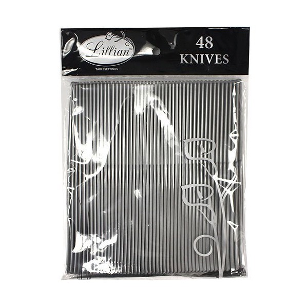 Silver Premium Plastic Knives - Pack of 48 - Elegant Design, Heavy-Duty & Eco-Friendly - Perfect for Upscale Events, Weddings & Catering