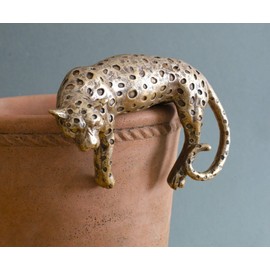 Set of 2 Gold Leopard Photo Frame 6x4, Cheetah Statue Plant Pot Hanger 16cm Home Decor Gift