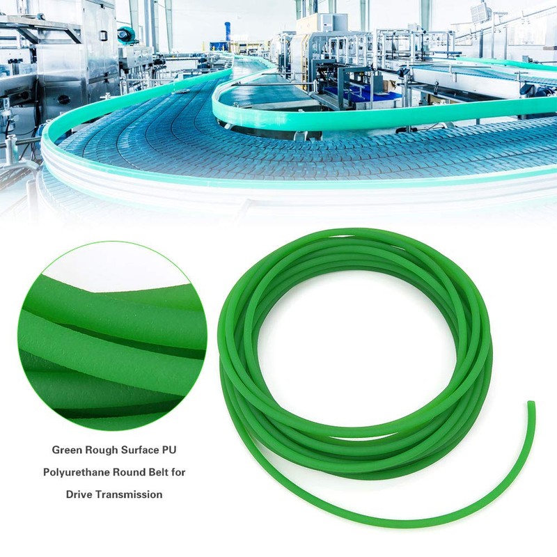 Akozon Polyurethane Round Belt, Green Rough Surface PU Polyurethane Round