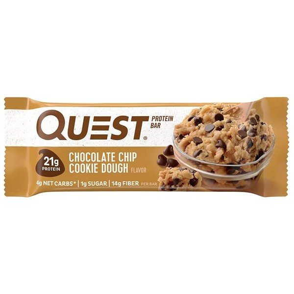Quest Nutrition Chocolate Chip Cookie Dough - High Protein, Low Carb, Gluten Free, Keto Friendly, 2.12 Oz , 4 Count ( Pack Of 5 )