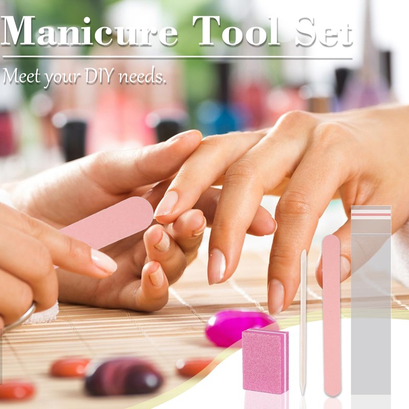 Disposable Manicure Kit - 50pc Set, Includes Mini Nail Buffer,