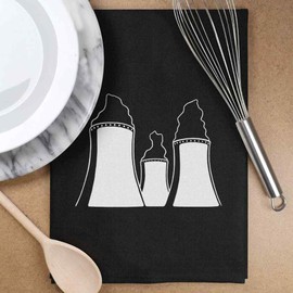 Azeeda 'Cooling Towers' Black Cotton Tea Towel/Dish Cloth (TW00044789)