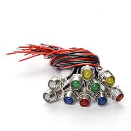 10PCS Pre-wired Car Boat LED Dash Panel Indicator Light 12V 8mm Pilot Warning Single Lamp
