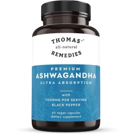 Thomas' all-natural Remedies Organic Ashwagandha Stress Support Supplement,...