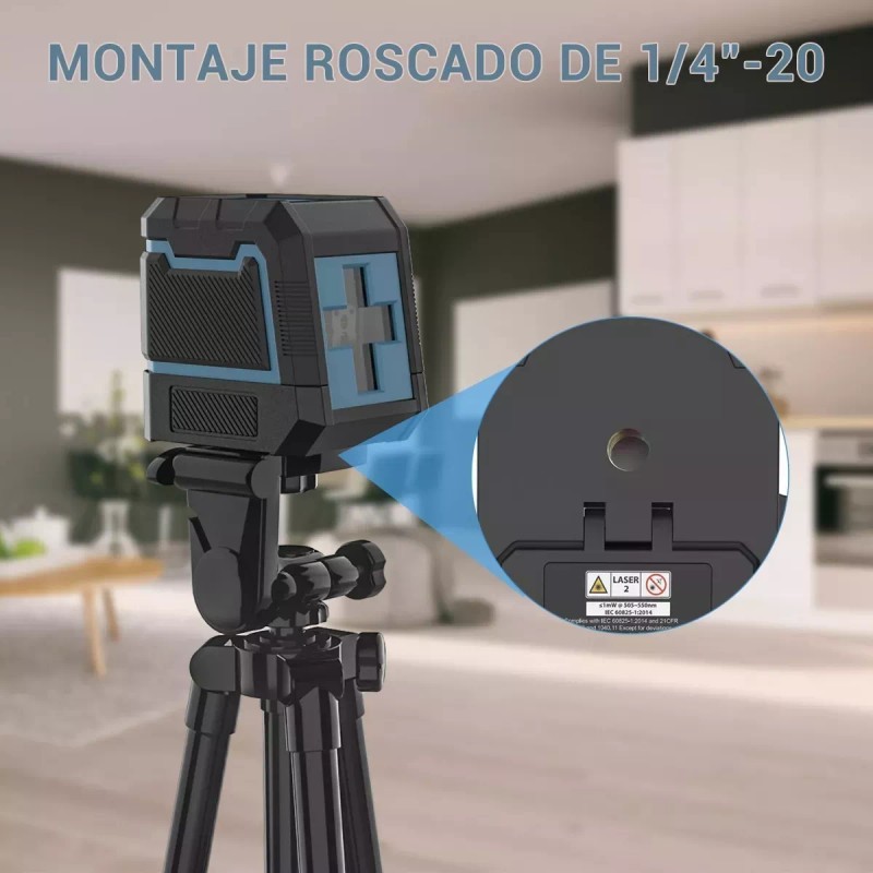 Bauihr Nivel Láser 100ft/30m Autonivelante Con Línea Cruzada de Haz