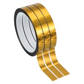 PATIKIL Metallised Polyester Film Tape 12 mm x 50 Metres, Pack of 3 Metallic Decorative Tape, Shiny Golden Tape for Detailing, Accent Wall, Graphic Art, Boat Trim Walls