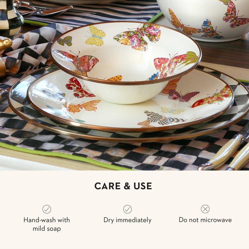 MACKENZIE-CHILDS Enamel Dinner Plate, Decorative Dinnerware Plate, 10 Inches, Set