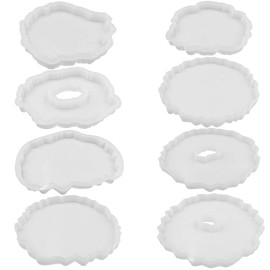 SENHAI - Juego de 8 moldes de resina epoxi de silicona para posavasos irregulares de geoda para manualidades, decoración del hogar, fabricación de posavasos de ágata