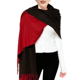 ehsbuy Cashmere Scarfs For Women Soft Pashmina Shawls And Wraps Reversible Long Large Winter Warm Thick Ladies Scarves With Tassel For Weddings Womens Gifts (Red & Black)