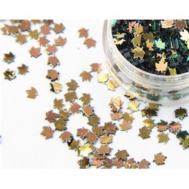 Nail Art Autumn Maple Leaf 4mm (Holo Green/Brown)