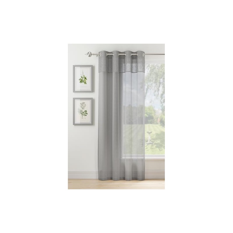 Maple Textiles Eyelet Ring Top Heading Voile Curtain Panels Soft