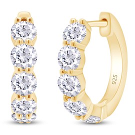 SAVEARTH DIAMONDS Moissanite Hoop Earrings for Women, D-E Color Lab Created Moissanite Diamond In 14K Yellow Gold Over Sterling Silver