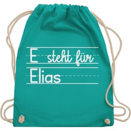 Geschenk mit Namen personalisiert by Shirtracer - Gym Bag Backpack - Alphabet X stands for Name | Letters First Day of School | Letter of School, 10 turquoise