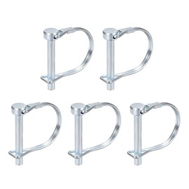 DTGN 6mm x 45mm (DXL) Shaft Locking Pin - 5Pack - Good for Farm Trailers Lawn - Carbon Steel Round Trailer Coupler Pin - Silver Tone