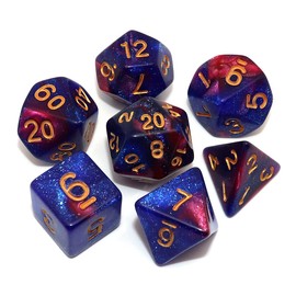 CREEBUY Blue Mix Red DND Glitter Dice Set for Dungeon and Dragons Warhammer D&D RPG Role Playing Games Board Game Polyhedral Dice