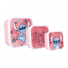 My sweety pop - Set of 3 Snack Boxes - Lunch Box - Stitch - for Children - Nursery - Kindergarten - School - Holiday - Meal - 11.5 cm - for Girls - Pink - Gift idea