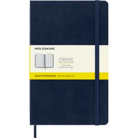 Moleskine Classic Squared Paper Notebook, Hard Cover and Elastic Closure Journal, Color Sapphire Blue, Size Large 13 x 21 cm, 240 Pages