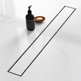 Sharpeye 32 Inch Linear Shower Drain with Tile Insert Grate, Brushed Nickel 304 Stainless Steel Rectangle Shower Floor Drain for Bathroom, CUPC Certified, with Hair Strainer, Leveling Feet