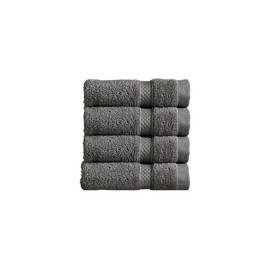 Christy Chroma Face Cloths Set | Pack of 4 | Soft Velvety Smooth Bathroom Flannels | Bold and Bright | Face and Body Wash Cloths | 100% Cotton | Ash Grey