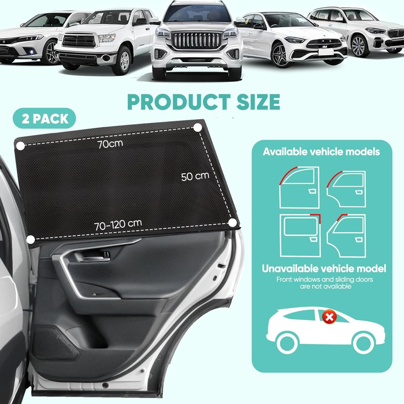 2 Stück Sonnenschutz Auto Baby, Autofenster Sonnenschutz, Universal Auto Elastizitä