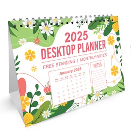 Red Ocean 2025 Desk Calendar, 2025 Planner, Month To View Free Standing Spiral Bound Calender For Home Business Office School Teacher Floral Flip 2025 Calendar