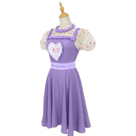 K-12 Cosplay Costume K-12 Purple Dress Uniform Suit Puff Sleeve Outfit with Earrings Bracelet (PURPLE+WIG,L)