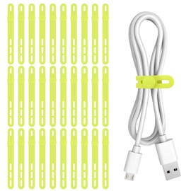 Donruby 30Pcs Silicone Cable Ties - Reusable & Washable with Adjustable Locking Buckles, High Elasticity Cable Management Straps for Home, Office, School, Travel Essential Cord Organizer (Light Green)