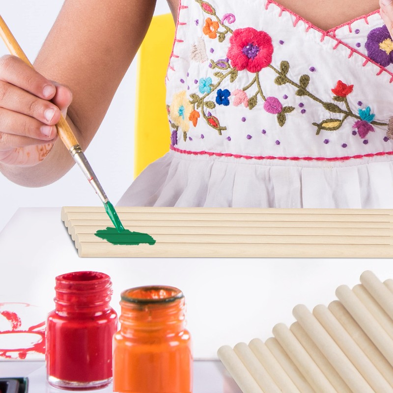 Belle Vous 100 Pack 7mm Natural Round Wood Dowel Rods