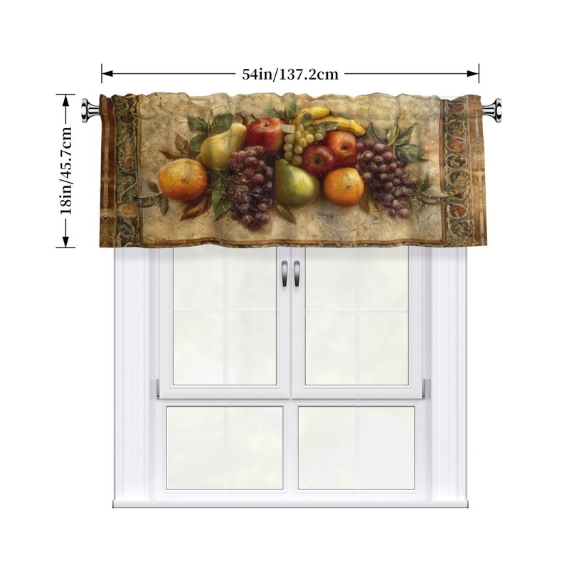 Retro Fruit Curtain Valance for Windows Rod Pocket Valance Window