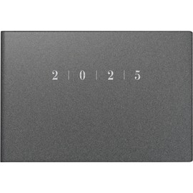 rido/idé Septimus Pocket Diary (2025), 2 Pages = 1 Week, A6 Landscape, 128 Pages, Plastic Cover Reflection, Grey