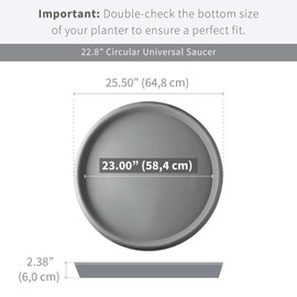 Crescent Garden Universal Round Planter Saucer, Heavy Duty Drainage Dish for Plant Pots, Extra Large Plant Dishes Saucer, Indoor & Outdoor Plant Trays - Caviar Black (23" Inner, 25.5" Outer Diameter)