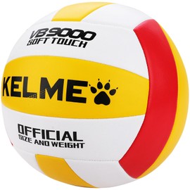 KELME Volleyball, No. 5 Ball, Game Ball, For Practice, Physical Education Class, Beach Volleyball, PVC High Abrasion Resistant, High Density Nylon Wound Thread, Machine Sewn