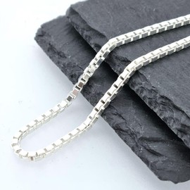 Treasure Bay Mens, Womens Solid 925 Silver Box Chain Necklace (50)