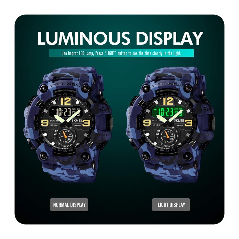 Yuxier Men's Military Watch Camouflage Sport Outdoor Waterproof Watch Date