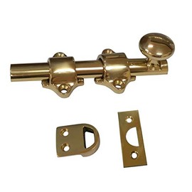 QCAA Solid Brass Dutch Door Bolt, 4", Polished Brass, Made in Taiwan, 2 Pack